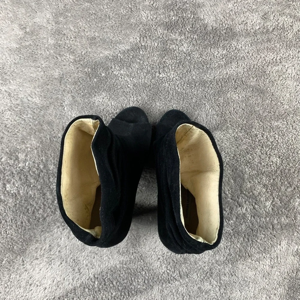 Chinese Laundry Suede Open Toe Mid-Calf Bootie Boots Womens 5.5‎ Black